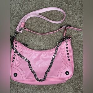 Zara Pink Shoulder Bag with Chain Accent